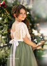 green flower girl dress