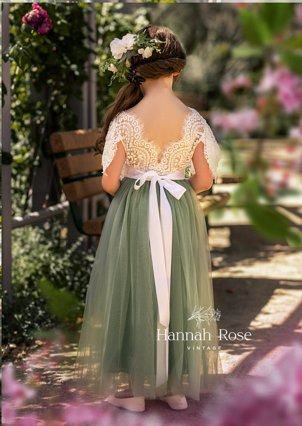 Sage Green Flower Girl Dresses - Hannahrosevintageboutique.com