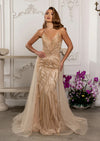 Beaded Sheath Gown with Detachable Overskirt | Two‑in‑One Formal Dress