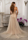 Beaded Sheath Gown with Detachable Overskirt | Two‑in‑One Formal Dress