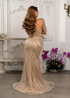 Beaded Sheath Gown with Detachable Overskirt | Two‑in‑One Formal Dress