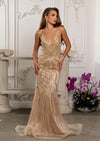 Beaded Sheath Gown with Detachable Overskirt | Two‑in‑One Formal Dress