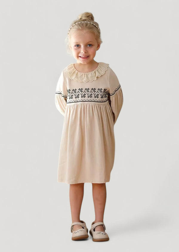 Corabelle Embroidered Lantern Sleeve Dress