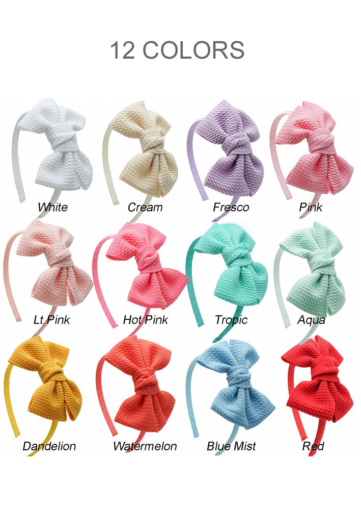 GIRLS - Big Beautiful Fabric 4" Headband Bows (12 Colors) - Hannah Rose Vintage Boutique