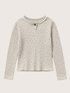Girls’ Ribbed Cotton Top in Gray | Girls Long Sleeve Tops