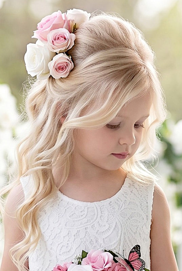 Rose Blush Flower Hair Clip for flower girls