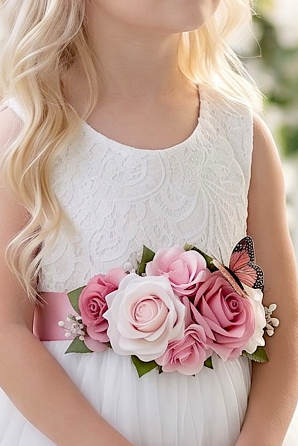 Rose Flower Girl Sash