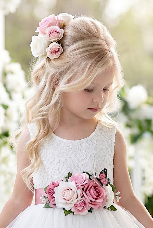 Rose Blush Flower Girl Sash Belt