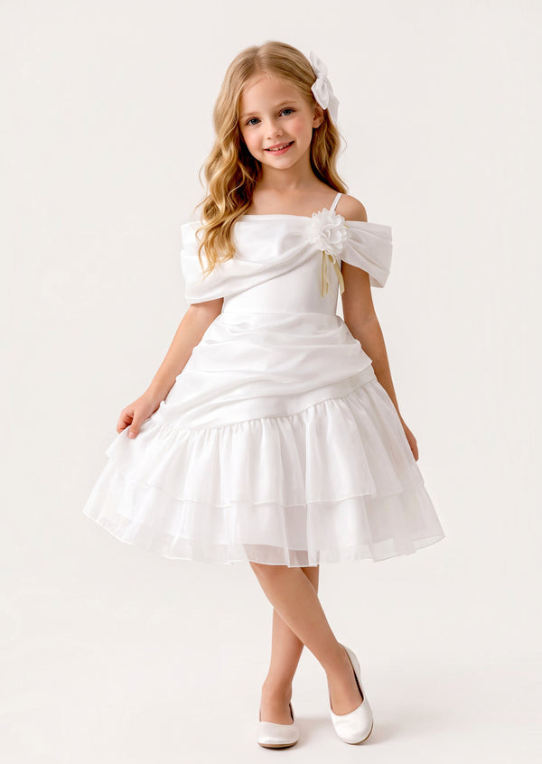 Girls Party Dress in White | Girls Special Occasion Christmas Dress