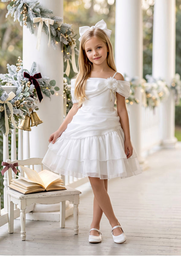 Girls Party Dress in White | Girls Special Occasion Christmas Dress