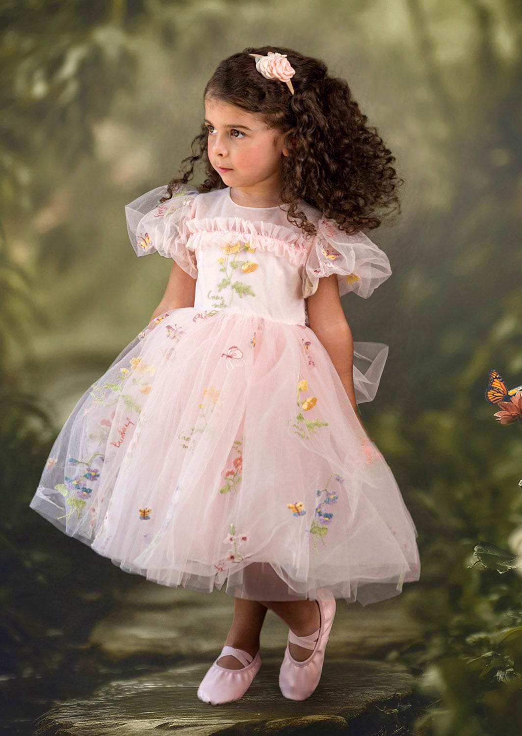 Fairy Dream Floral Puff Sleeve Dress in Pink