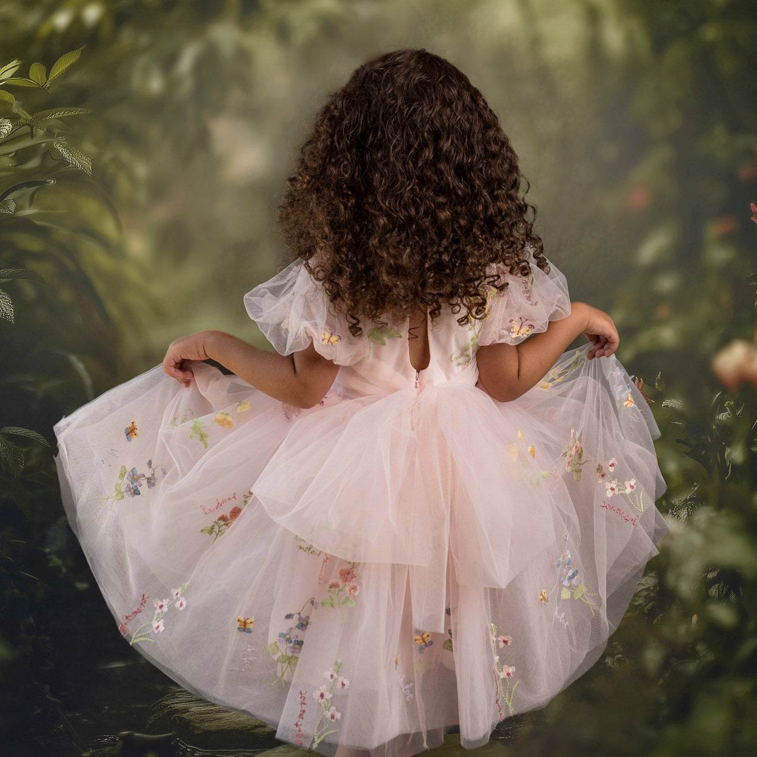 Fairy Dream Floral Puff Sleeve Dress in Pink