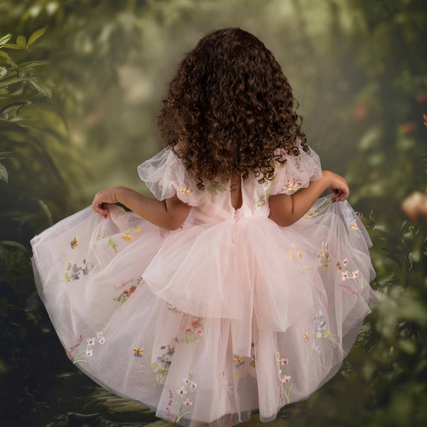 Fairy Dream Floral Puff Sleeve Dress in Pink
