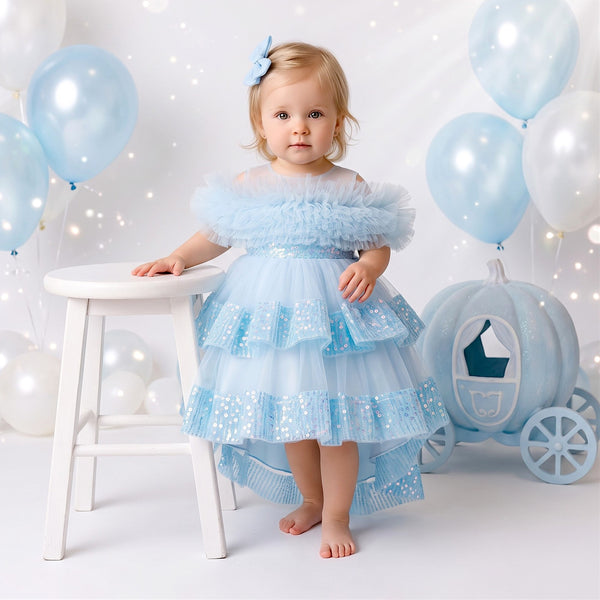 Fairy Tutu Party Dress in Blue | cake smash dress for baby girl