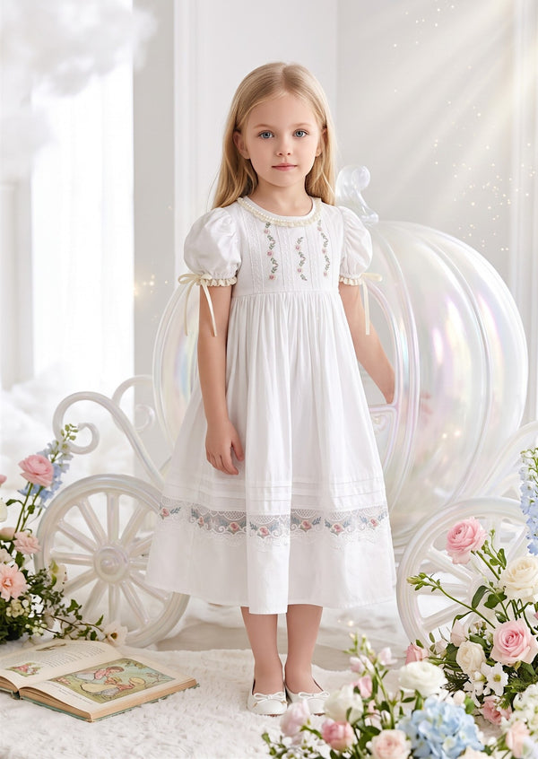 Fairytale Garden Dress in White| Heirloom Girls Dresses