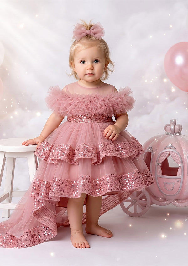Baby Girl Cake Smash Tutu Party Dress in Pink