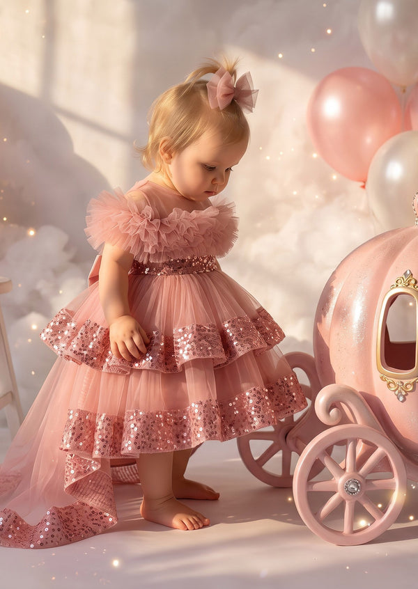 Baby Girl Cake Smash Tutu Party Dress in Pink