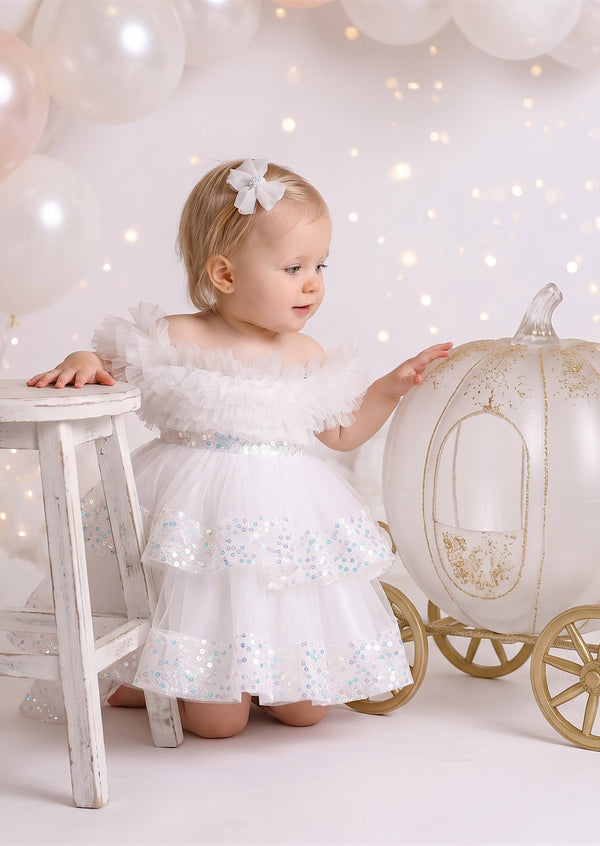 Toddler Cake Smash Tutu Party Dress in White