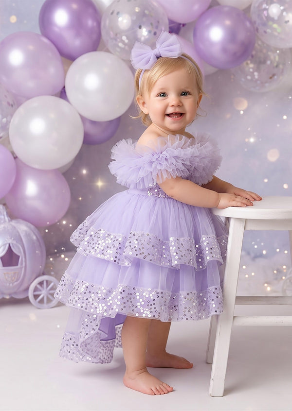 Baby Girl Cake Smash Tutu Party Dress in lavender