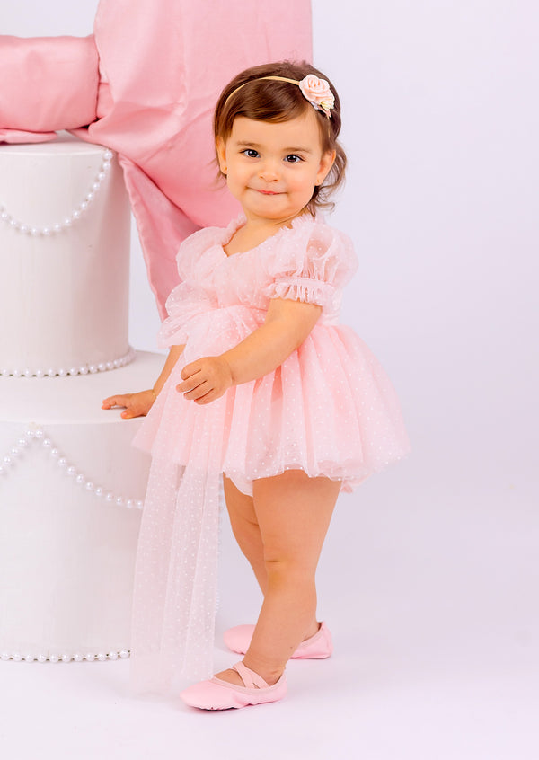 Faya Pink Swiss Dot Romper