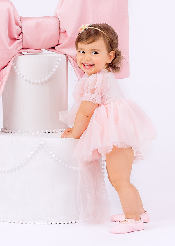 Faya Pink Swiss Dot Romper