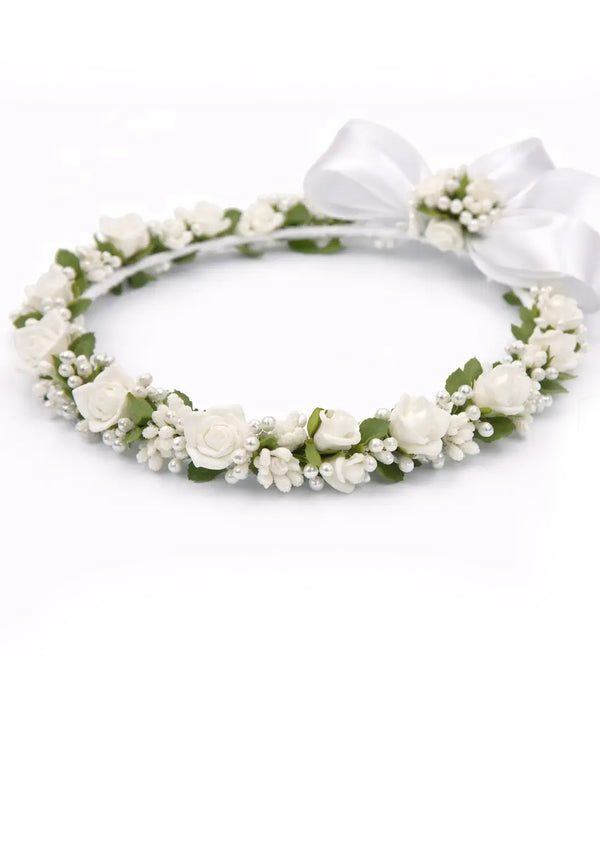 communion hair wreath white