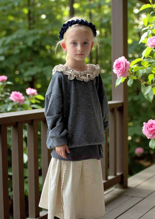 Flora Jane Ruched Collar Pullover in Blue