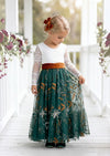 Hunter Green Floral Fall Flower Girl Dress - Flower Girl Dresses