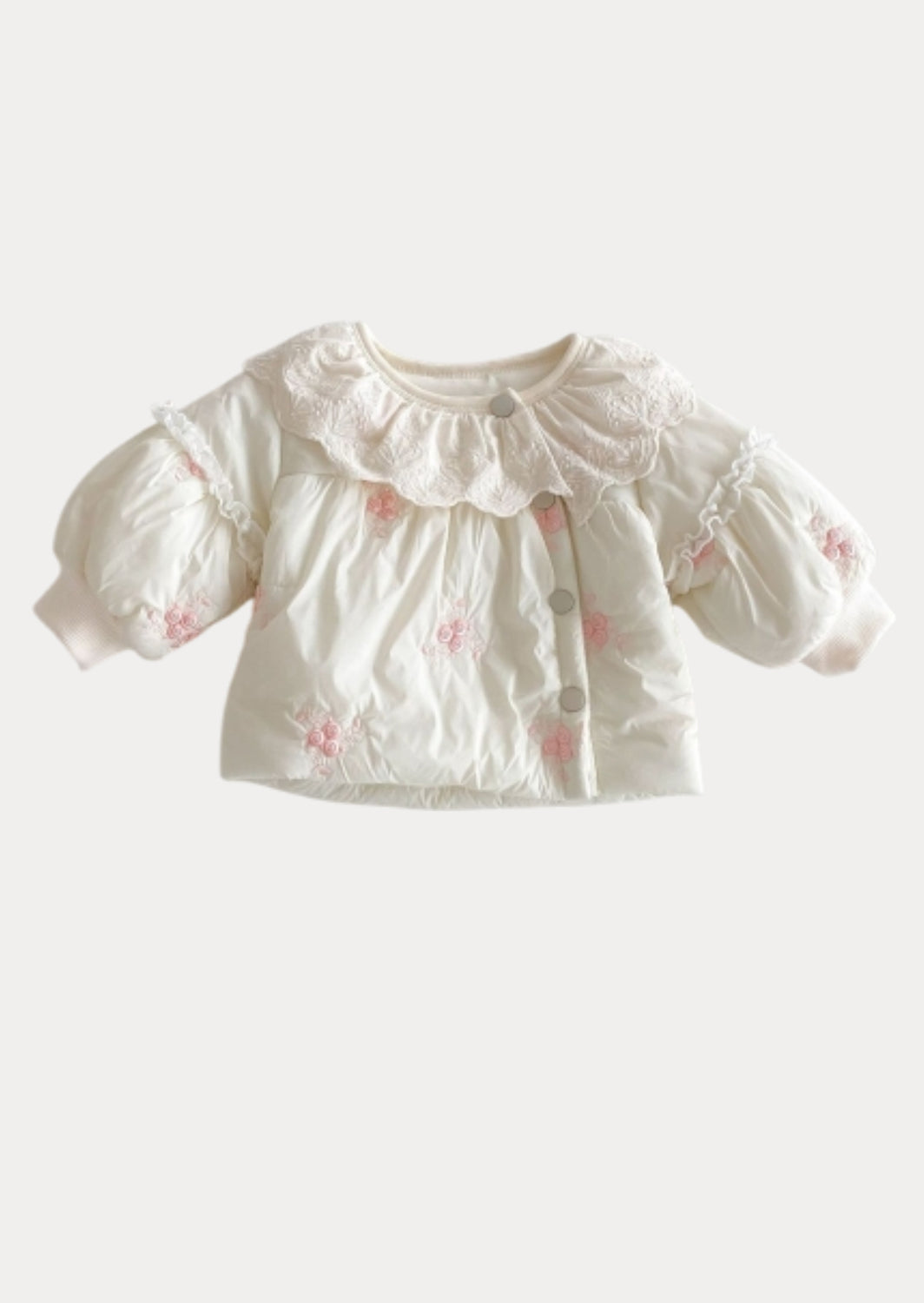 Floral Quilted Coat in Pink/White