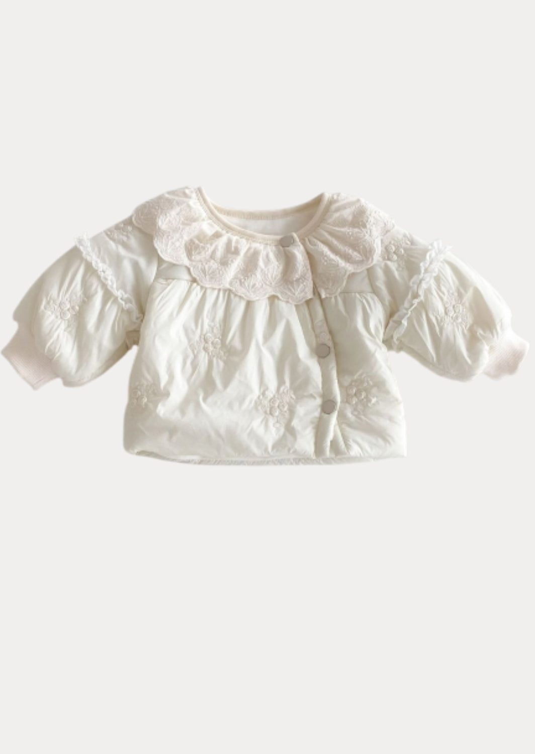 Floral Quilted Coat in White