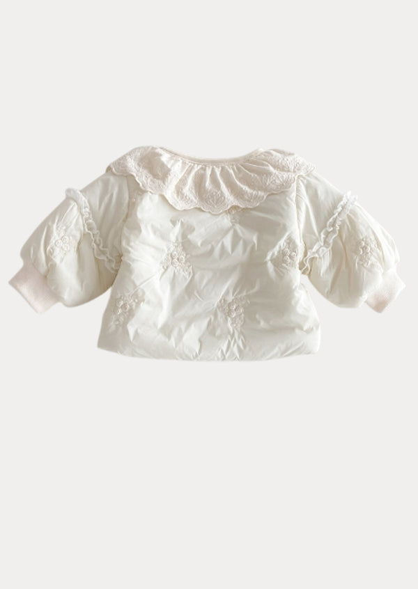 Floral Quilted Coat in White