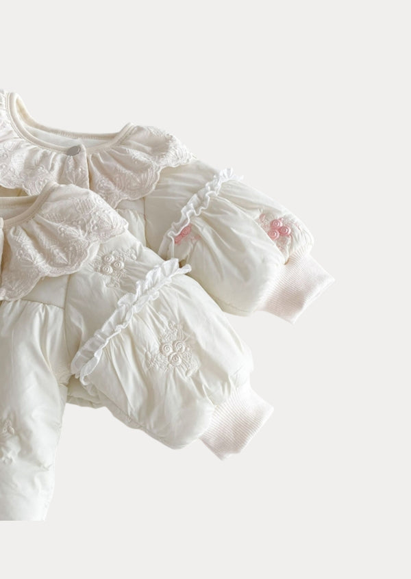 Floral Quilted Coat in Pink/White