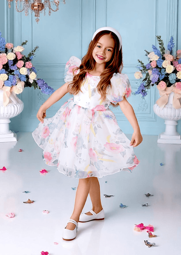 Isabelle Knee Length Floral Dress for Weddings