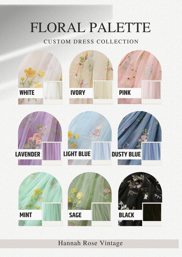 Butterflies and Flowers Tulle Fabric Swatches