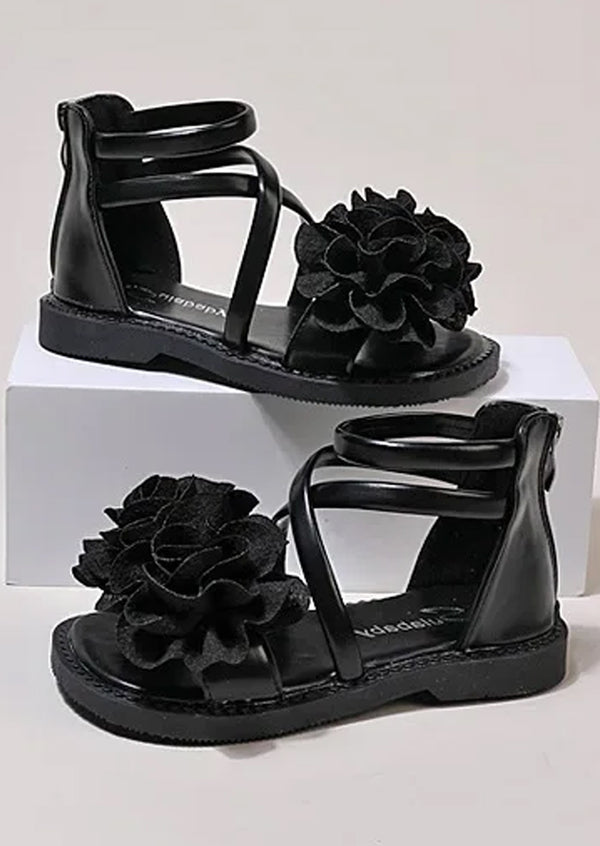 little girls fancy sandals black