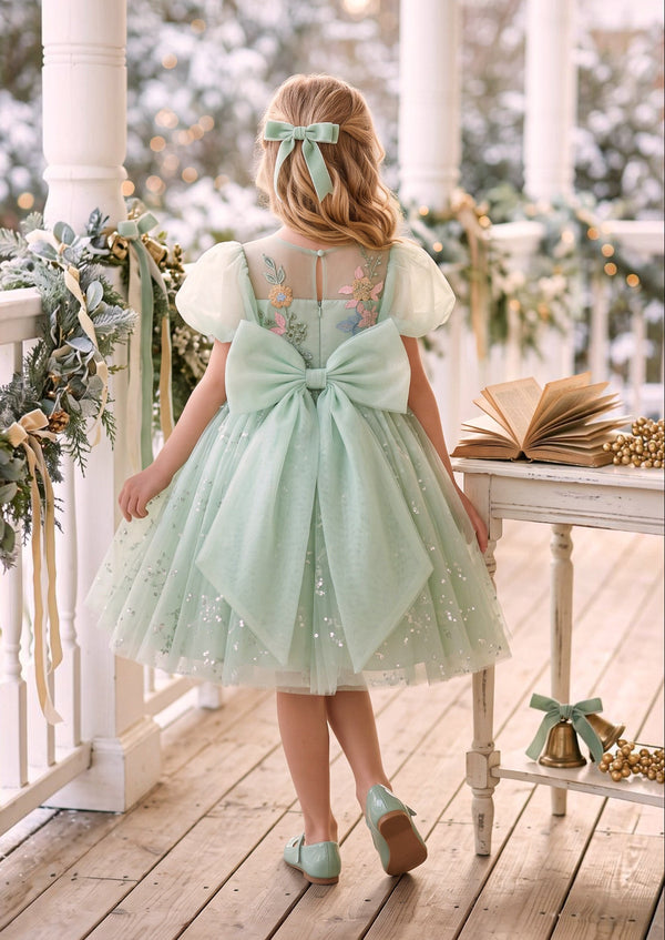 Garden Whimsey Girls Dress in Green