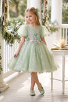Garden Whimsey Girls Dress in Green