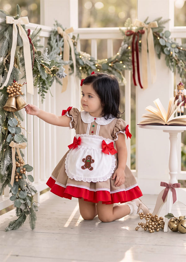 Gingerbread Cookie Girl's Christmas Dress