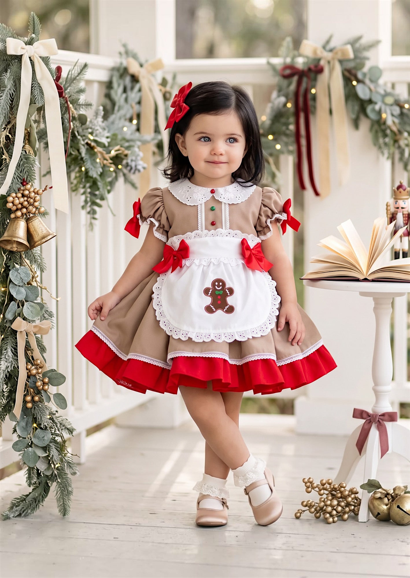 Gingerbread Cookie Girl's Christmas Dress