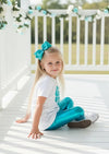 Girl Power Tee & Bright Blue Lame' Leggings Set | Girls Cotton Tees