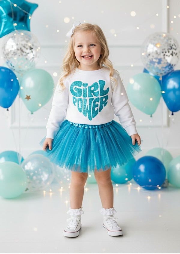 Girl Power Tee & Bright Blue Lame' Leggings