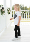 Girl Power Tee & Black Ribbed Leggings | Girls Cotton Tees & Outfits