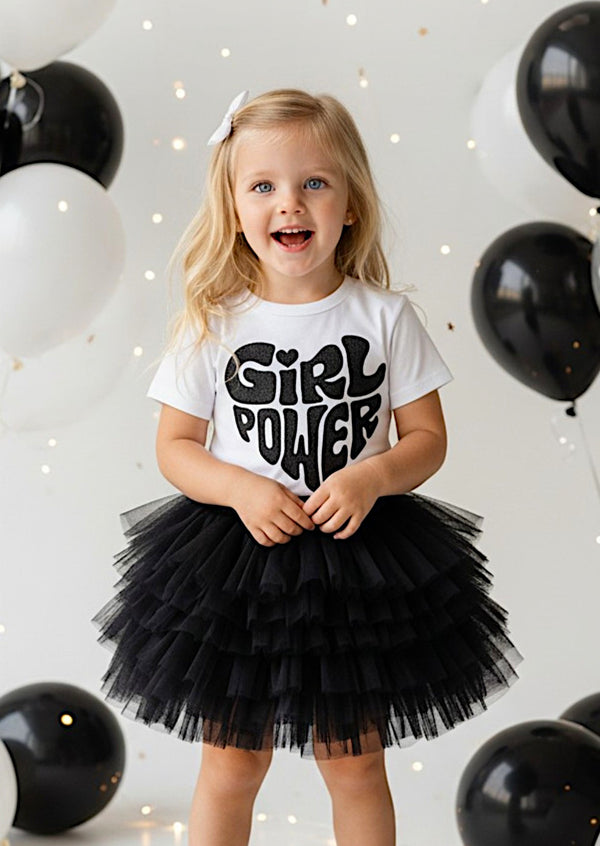 Girl Power Tee & Black Layered Tutu Set