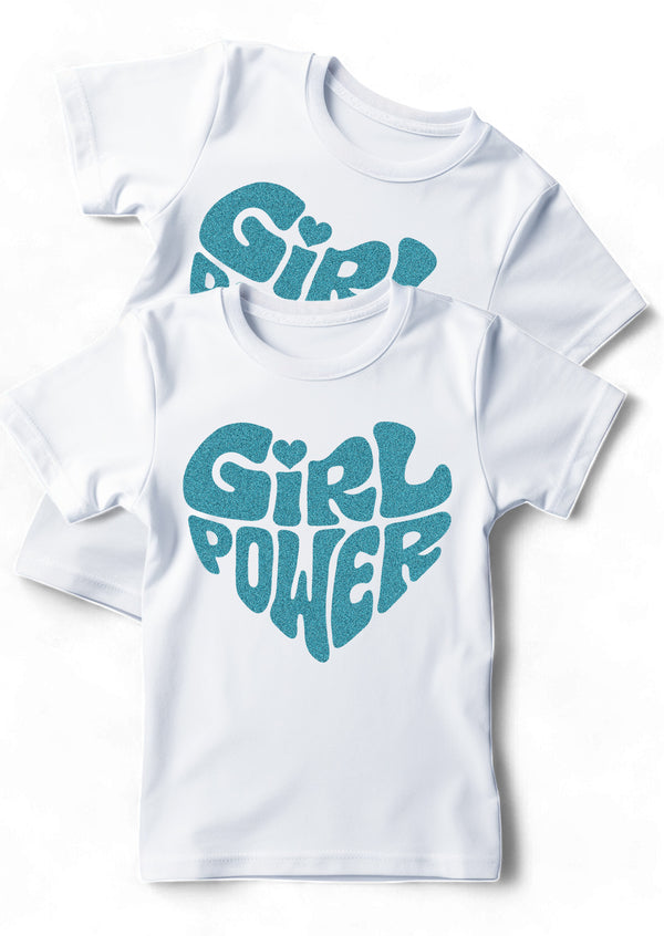 Girl Power Turquoise Glitter Tee