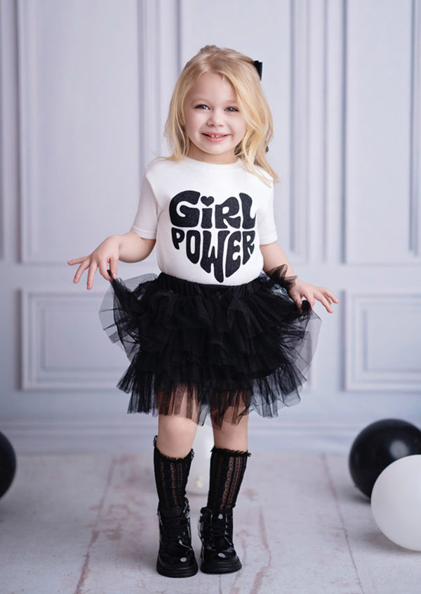 Girl Power Black Glitter Tee & Tutu Set