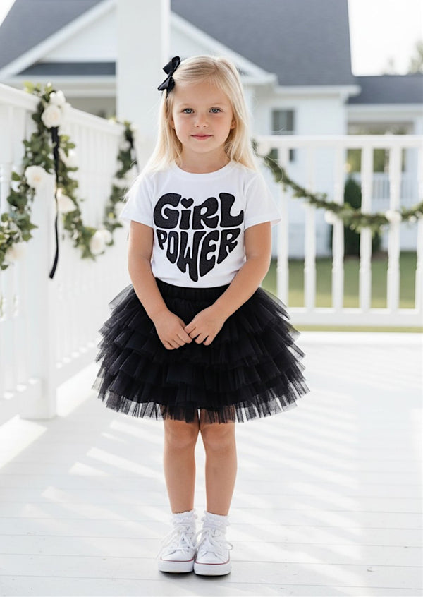 Girl Power Tee & Black Layered Tutu Set | Girls Cotton Tees & Outfits