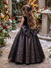 Estelle Noir Gown | Elegant Black Glitter Dress for Girls | Flower Girl