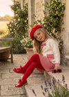 Darling Clementine Girls Classic Check Sweater & Skirt Set in Red
