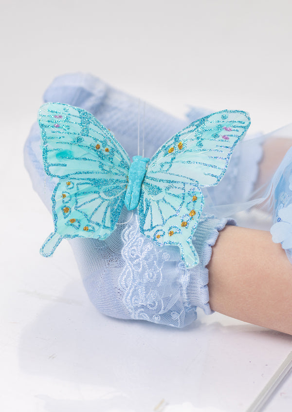 The Glass Petal Blue Lace Dress Socks