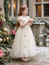 Silver Bow Dream Dress | Ivory Tulle Special Occasion Dress for Girls
